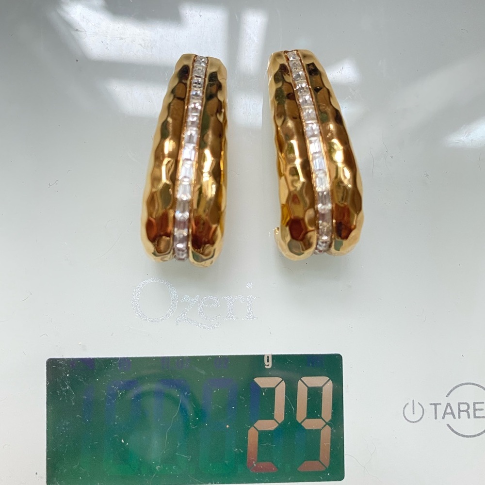 80's VTG ST. JOHN 24k Gold Plated Earring Swarovski Crystals *Rare - Picture 4 of 6